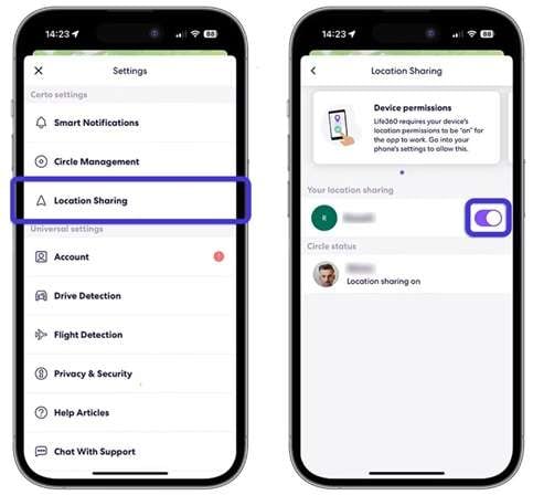life360 location freeze