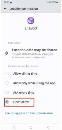 limit location permission on android