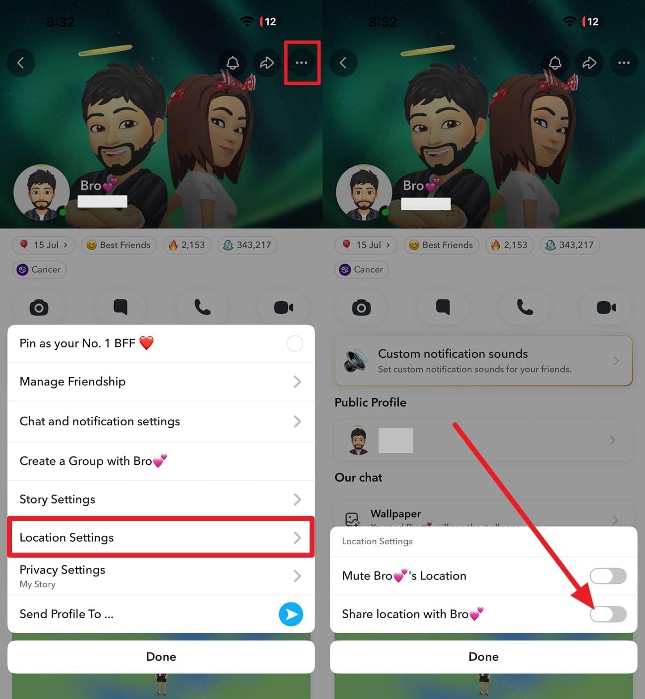 turn off location share