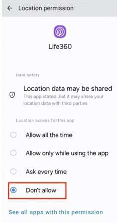 don't allow life360 location