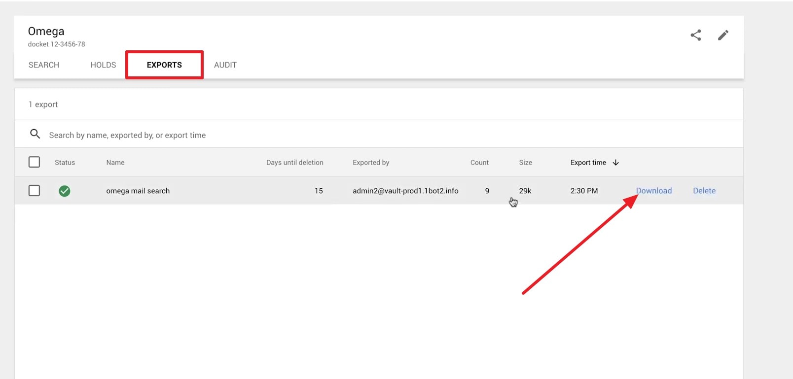 choose export and download