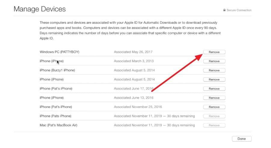 remove the account