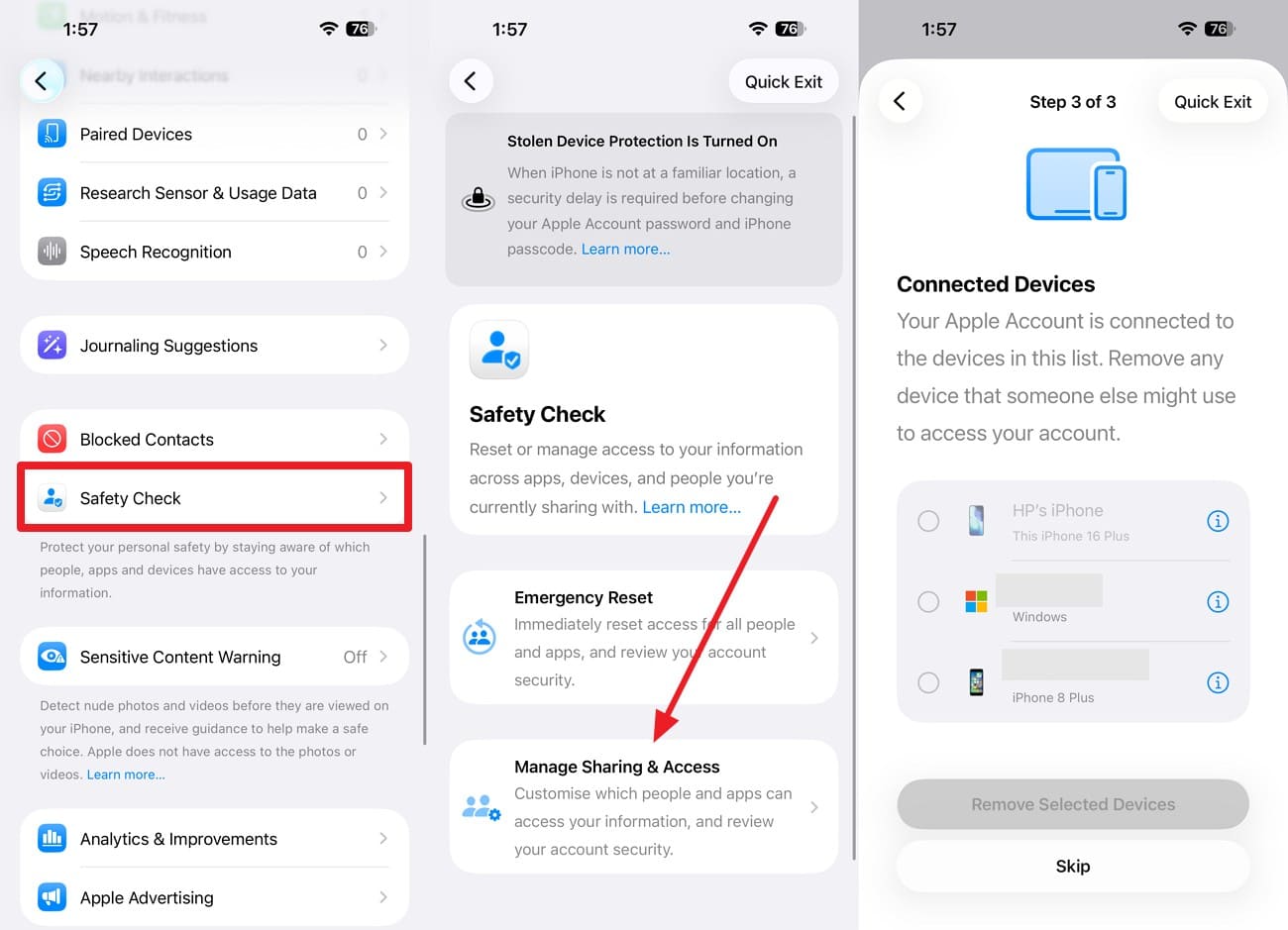 manage sharing and access