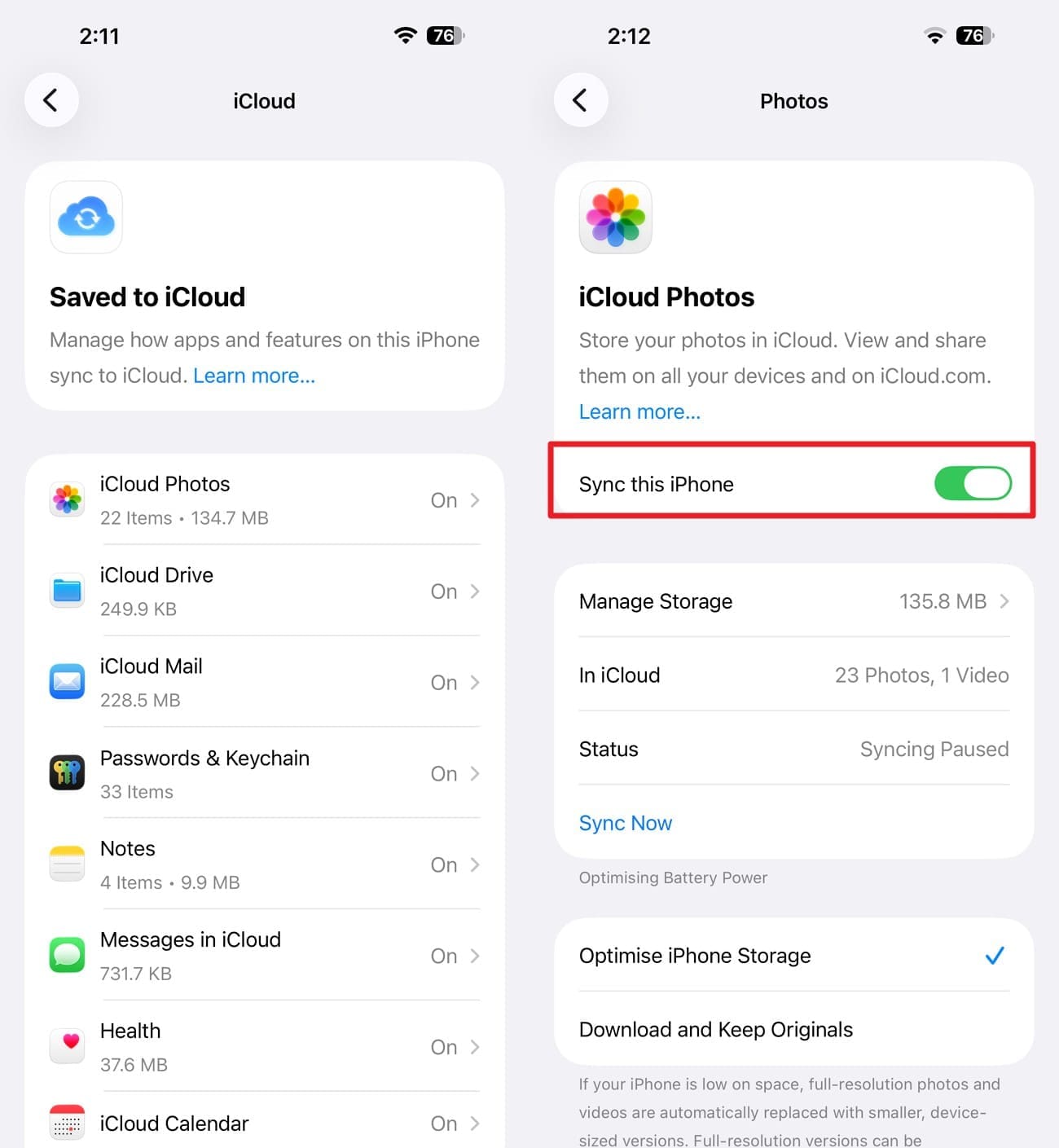 off sync this iphone