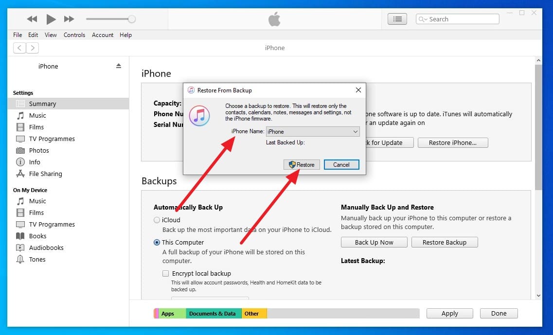 choose backup and restore