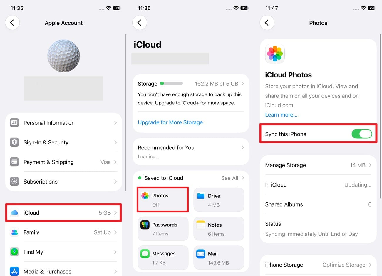 sync this iphone for photos