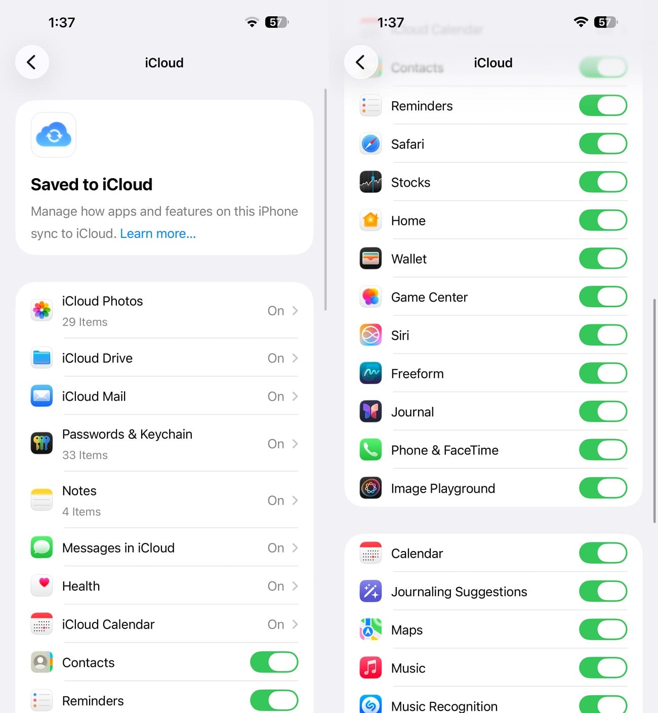 toggle the sync option