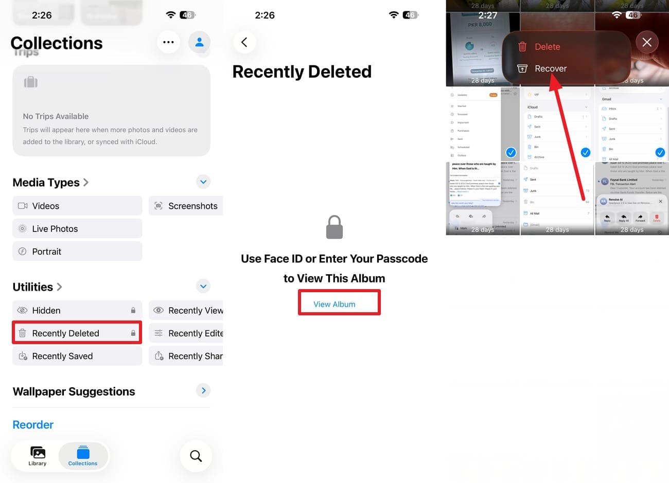 recover image on iphone
