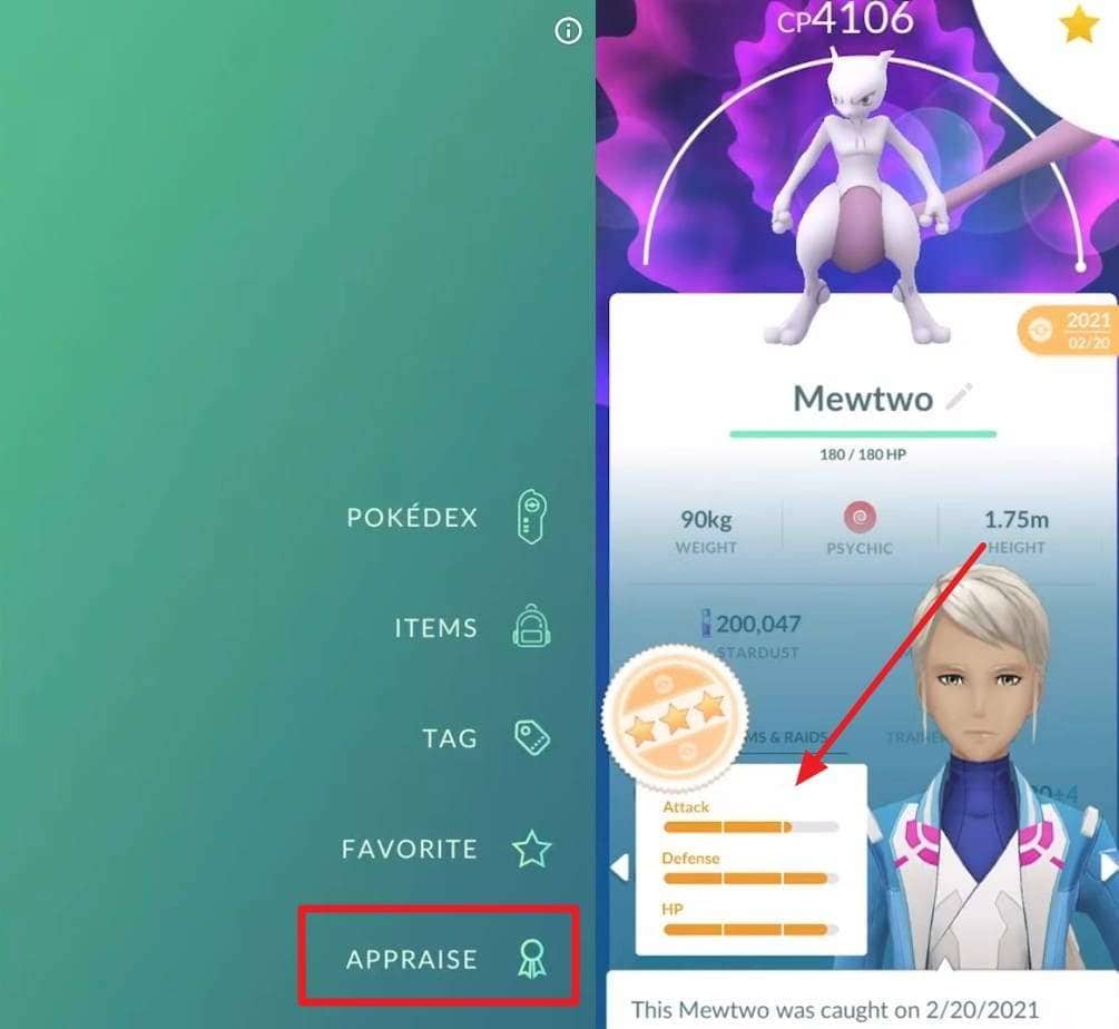 select the appraise option
