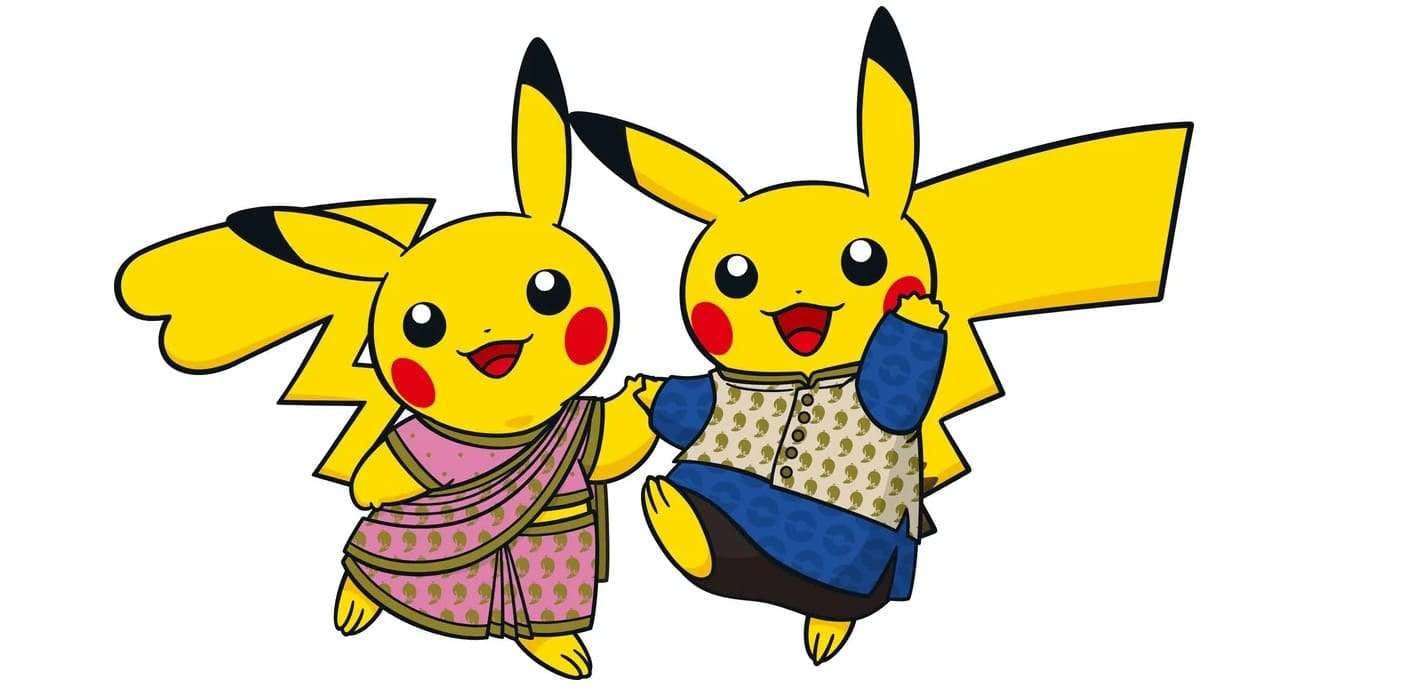 shiny pikachu with saree pokemon