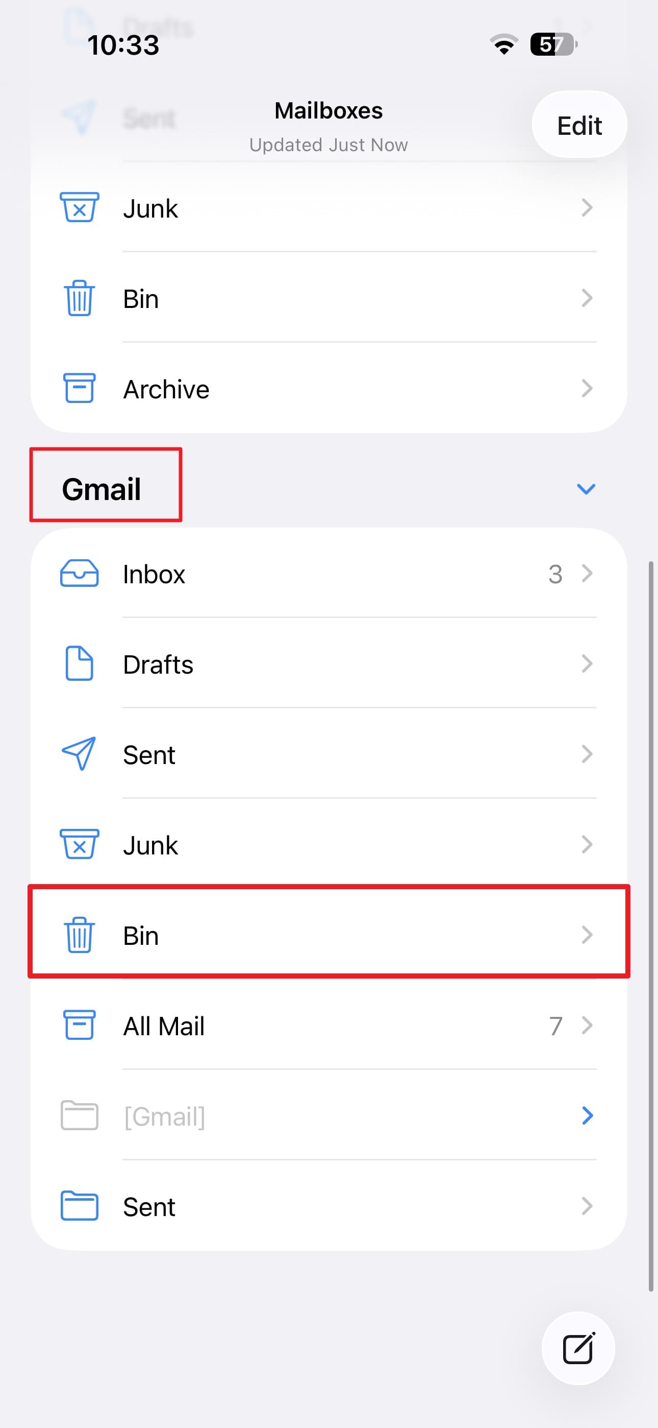 tap on the bin icon