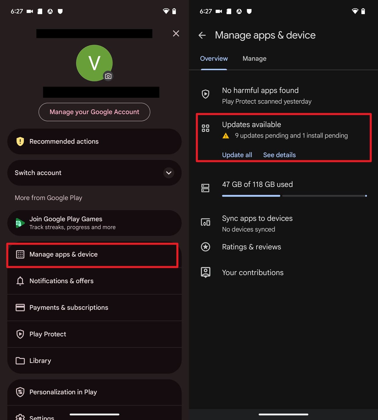 see the update available