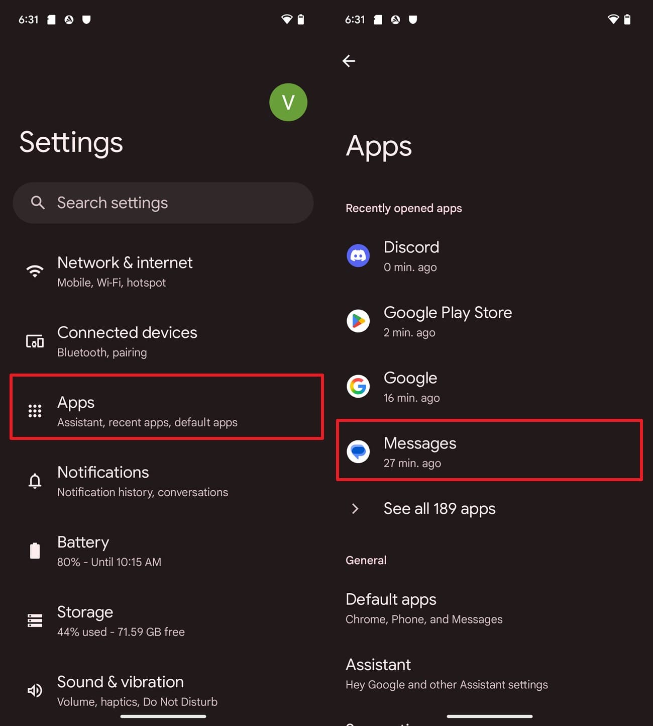 access messages and storage