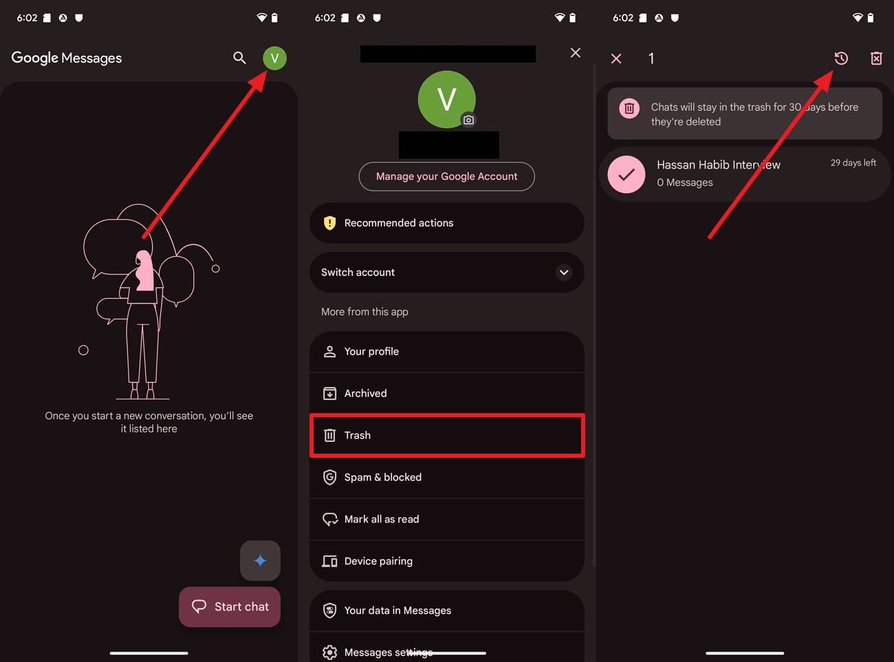 recover messages from trash