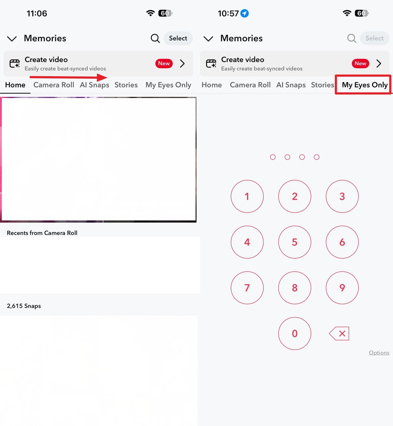 app passcode on eyes only