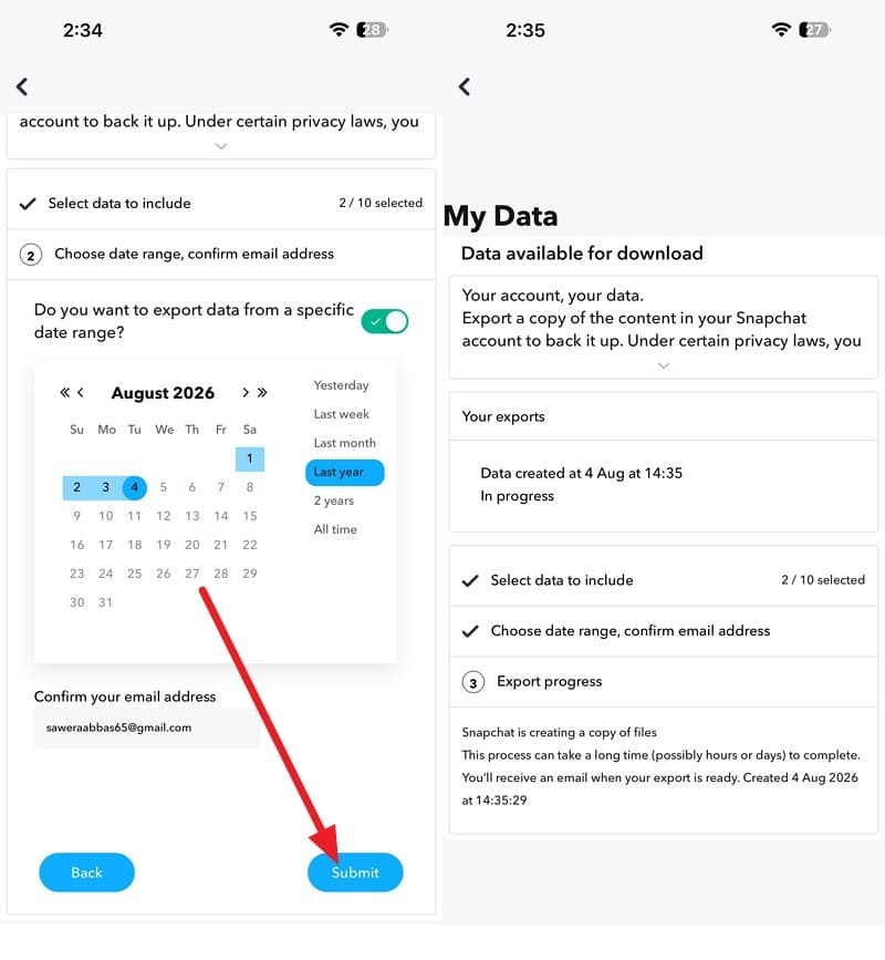 choose the submit option