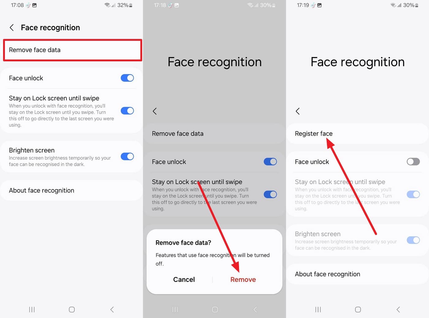 remove the face recognition
