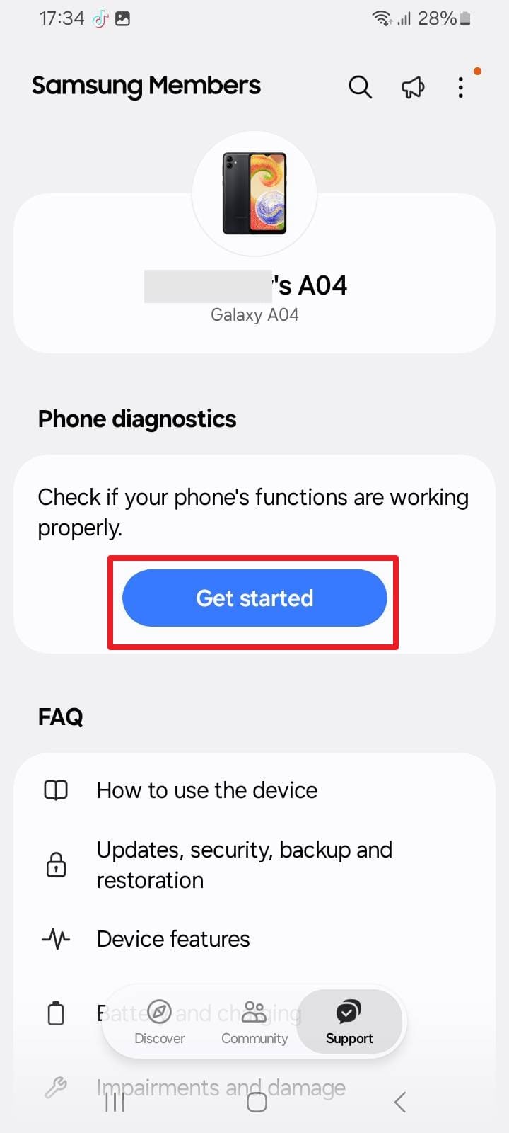 start the test