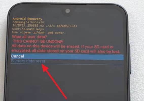 factory reset data