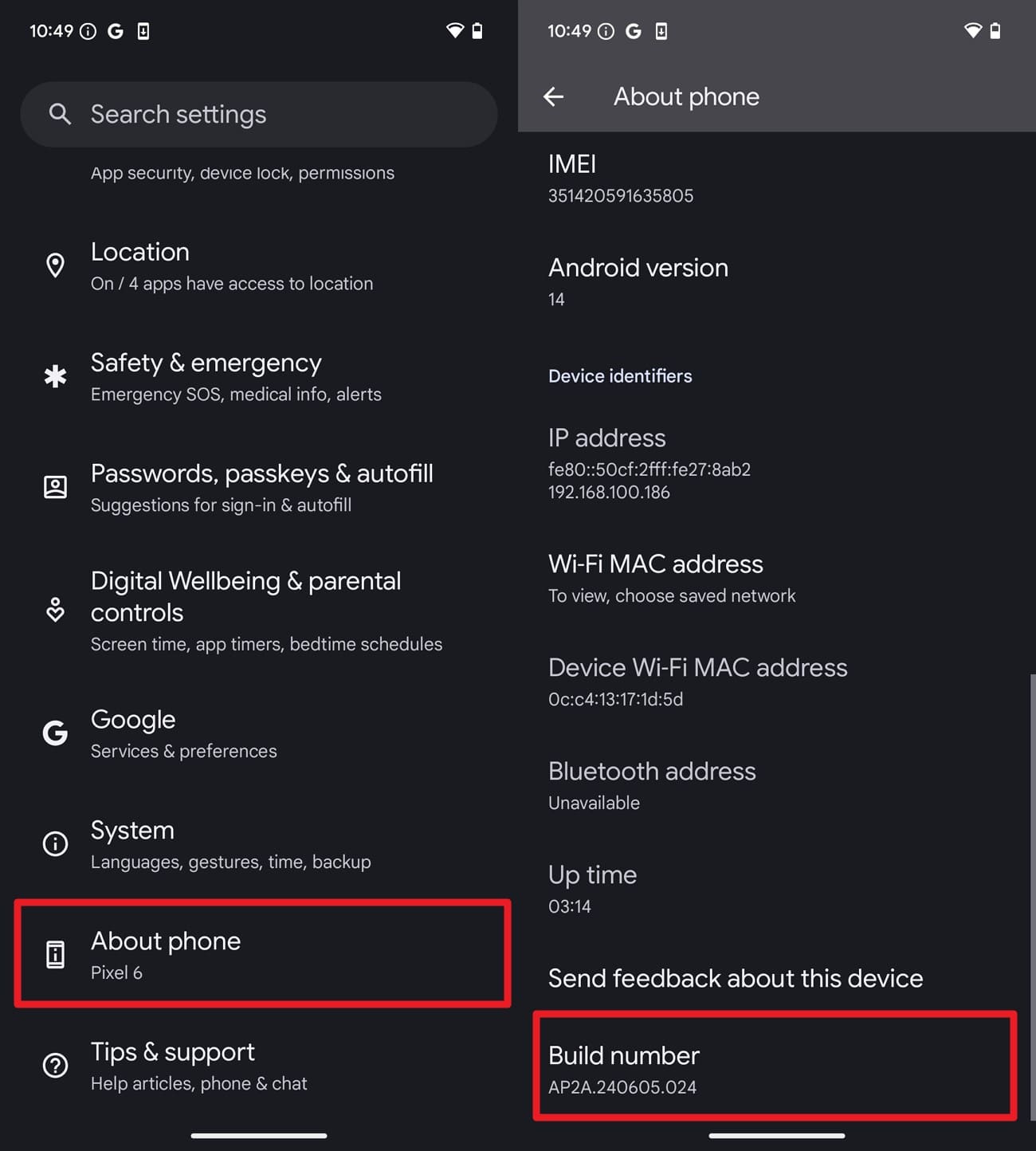 press the build number