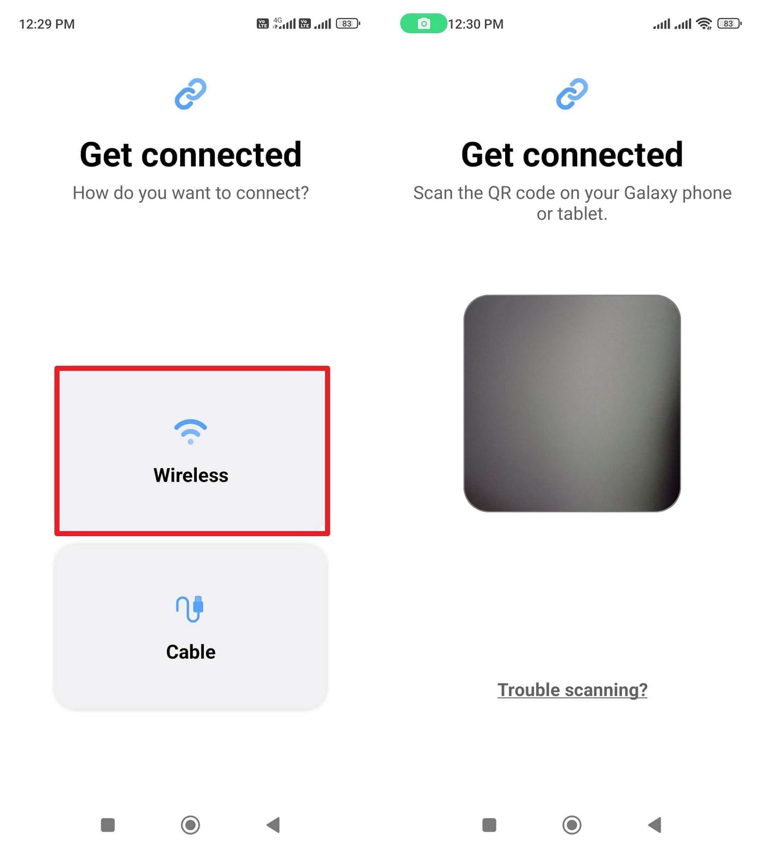 choose wireless on old phone