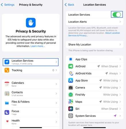 turn off location services on iPhone