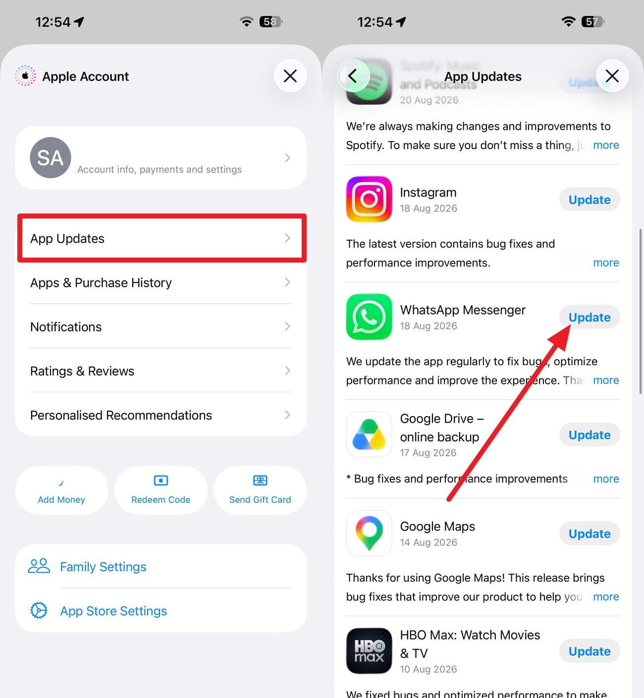 update the whatspp app