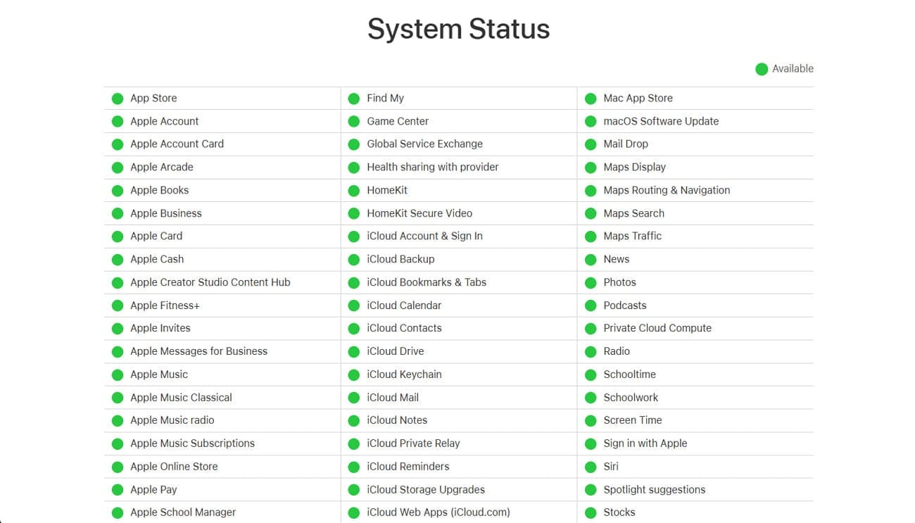 check server status of icloud