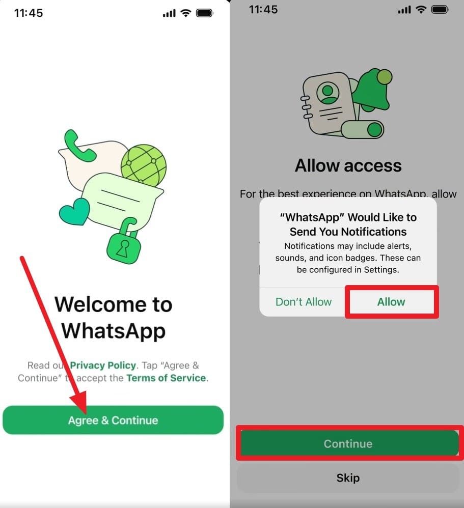 select continue and allow