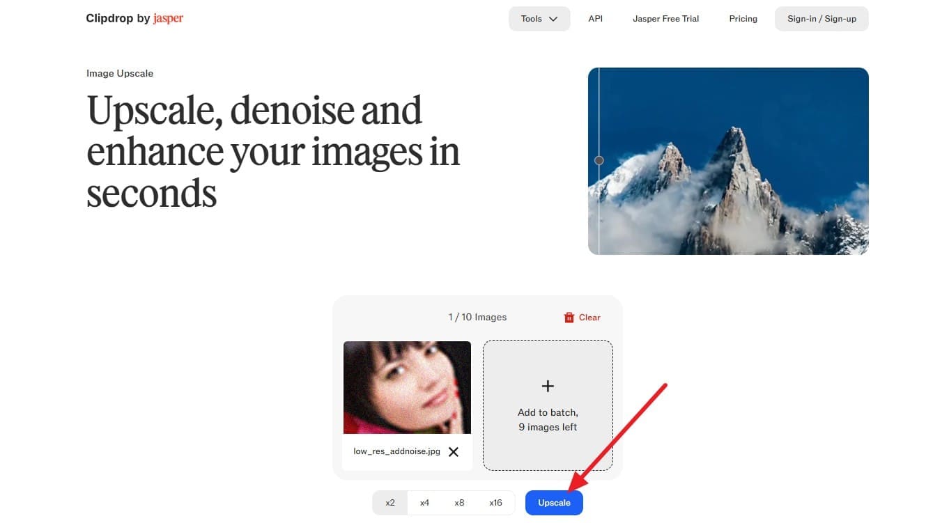 choose the upscale button