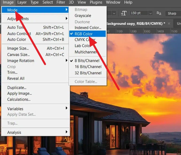 set the mode to rgb color