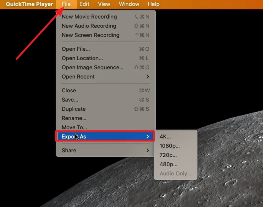 choose file and export as