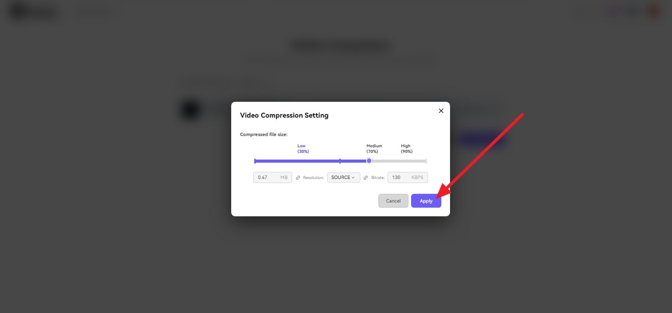choose compression level and apply