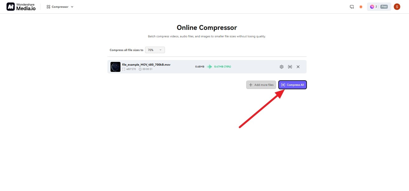 select compress all button