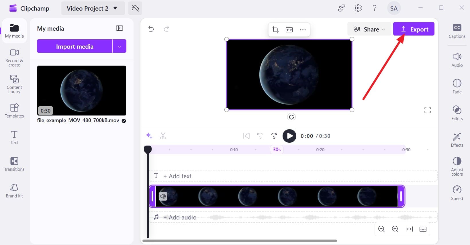 select the export