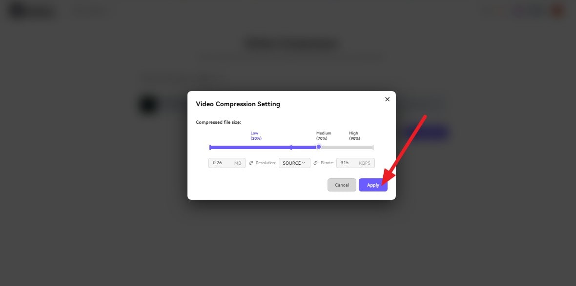 apply the compress settings