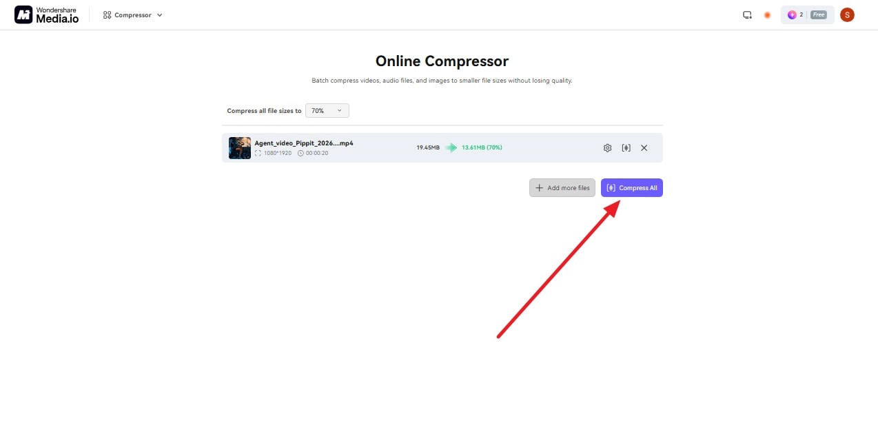 select compress all button
