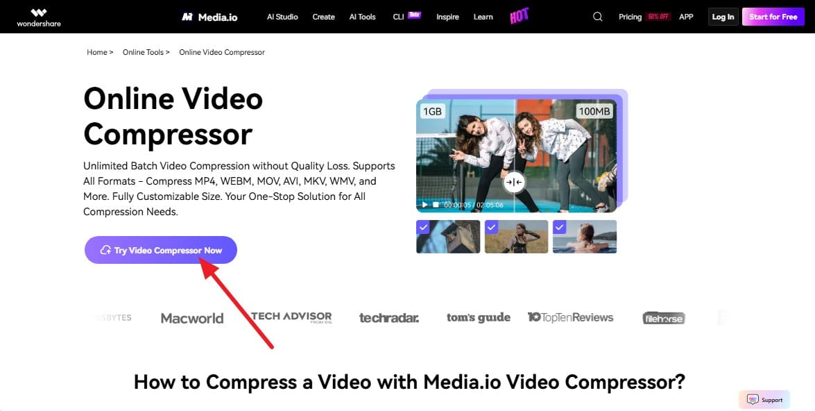 try the video compressor