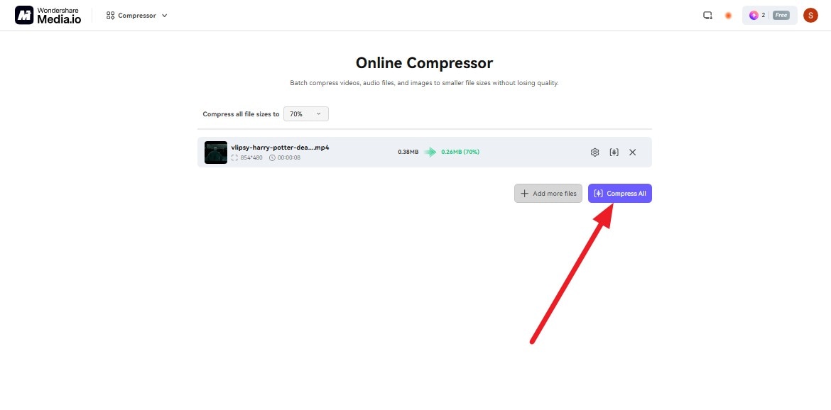 tap on compress all