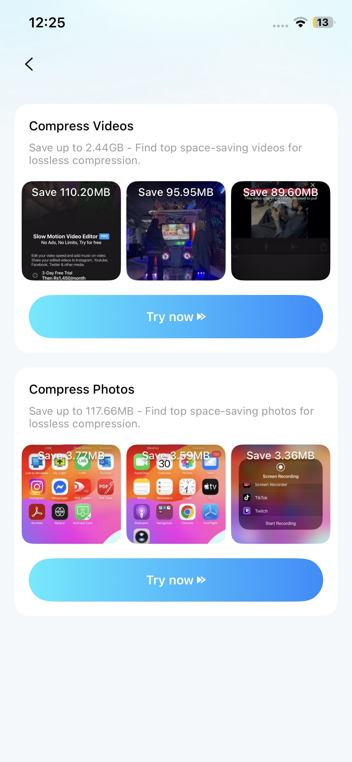 choose compress videos tab