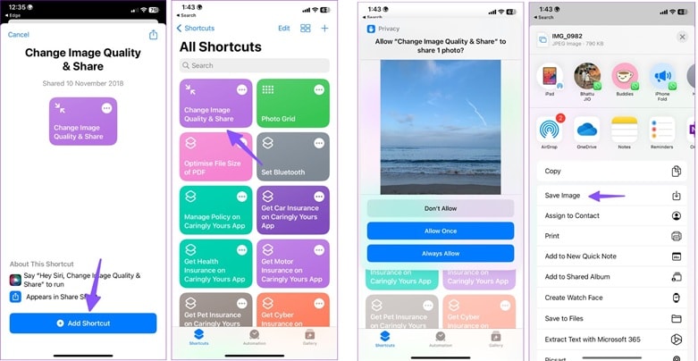 compress photo file size on iphone via shortcut app