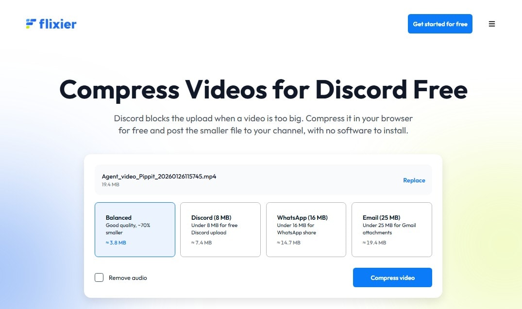 discord video compressor flixier