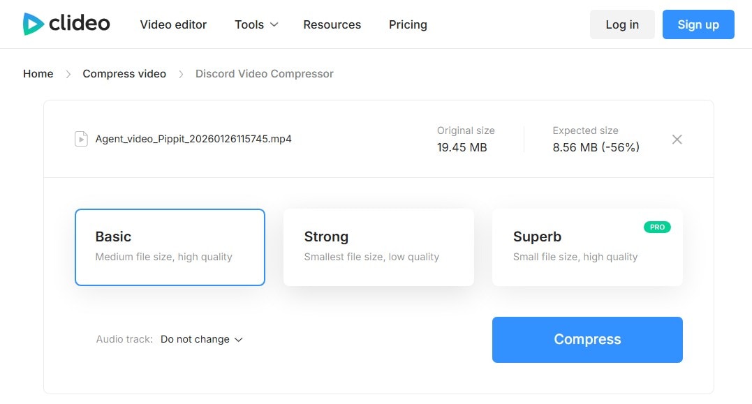 discord video compressor clideo