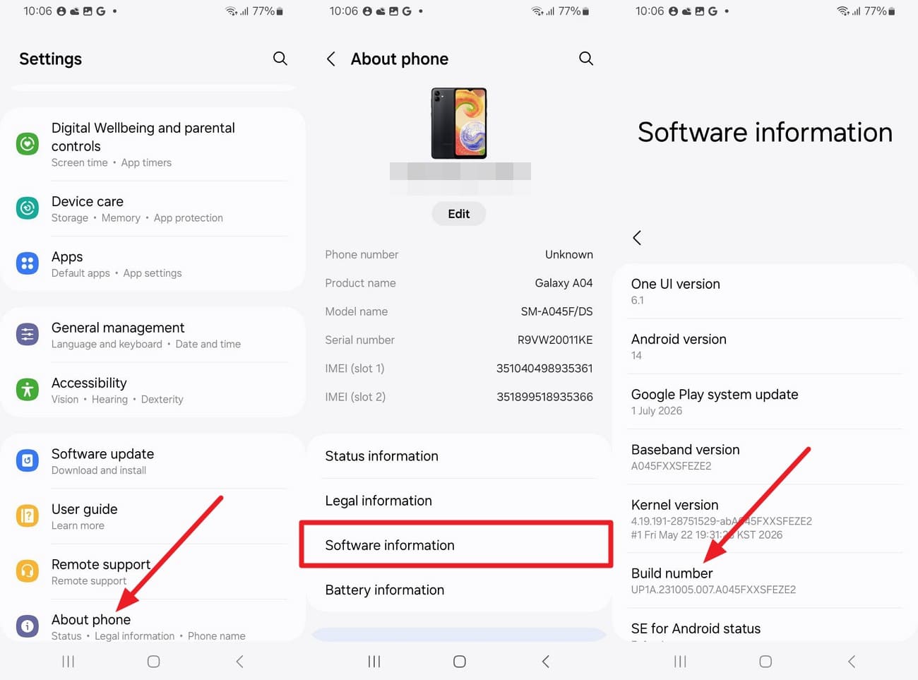 access the software information