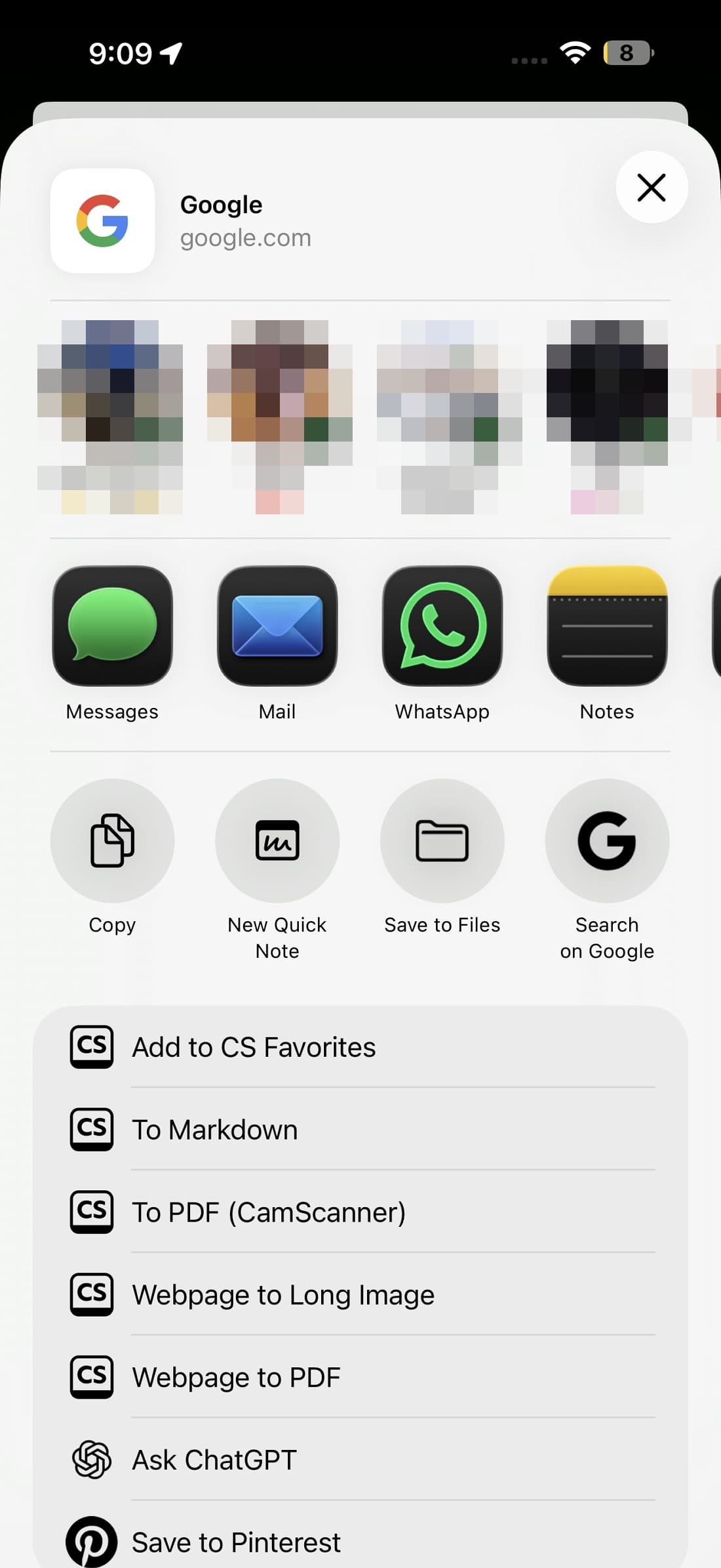 select the option to share link