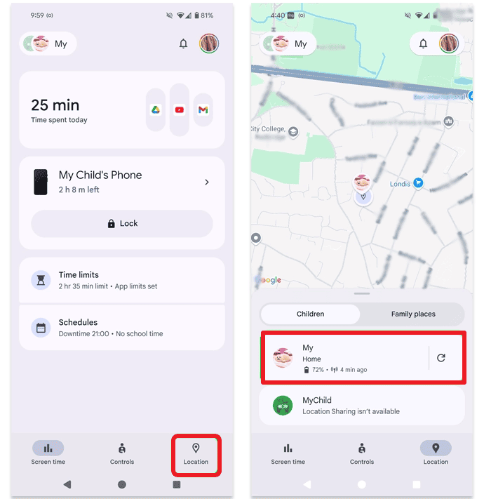 check your kids location