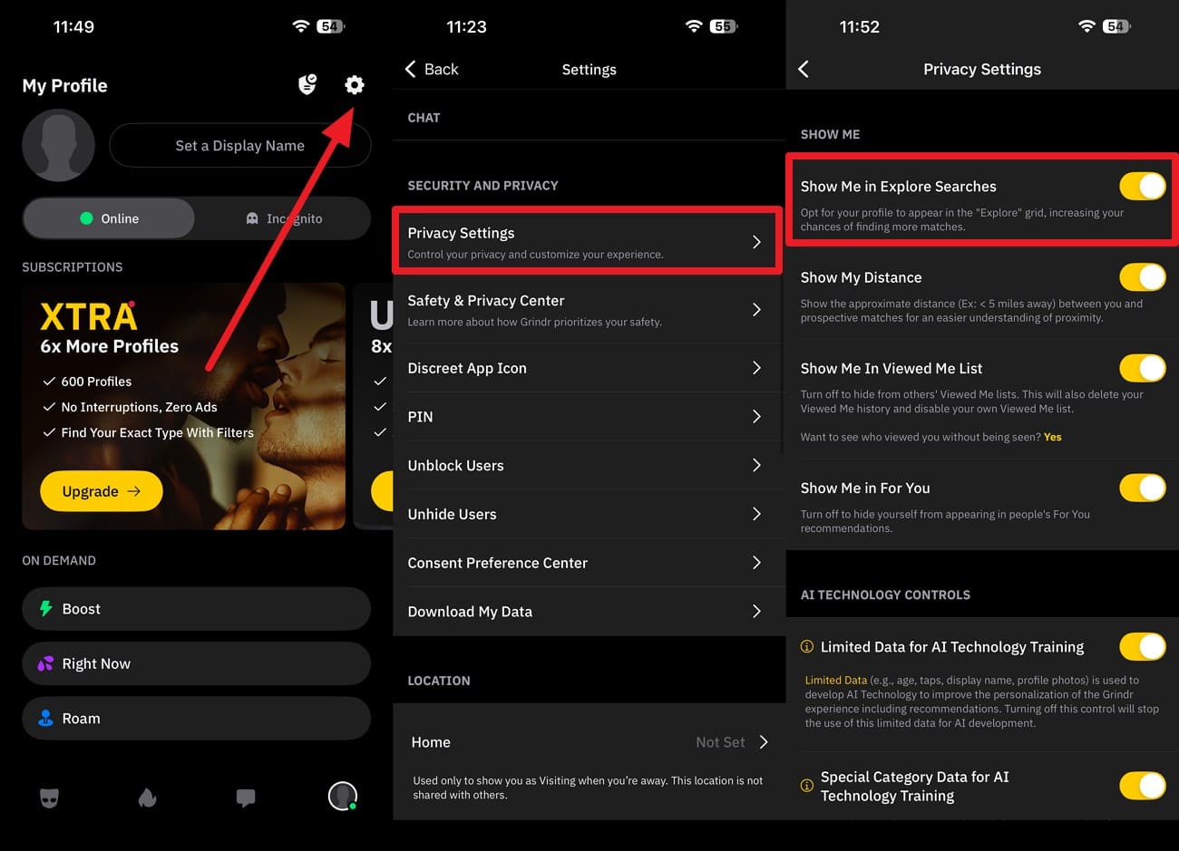 turn off explore searches option