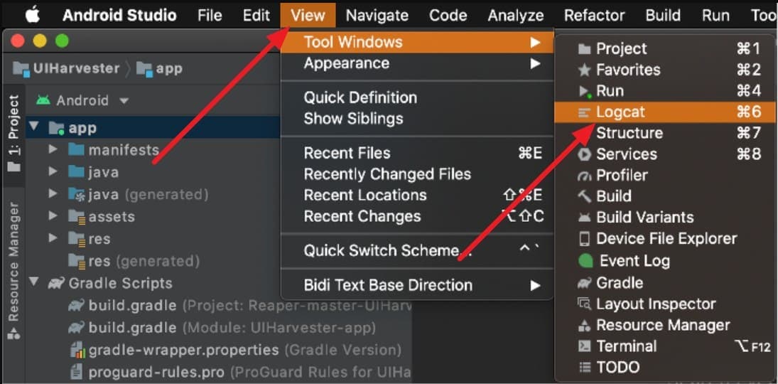 choose logcat option