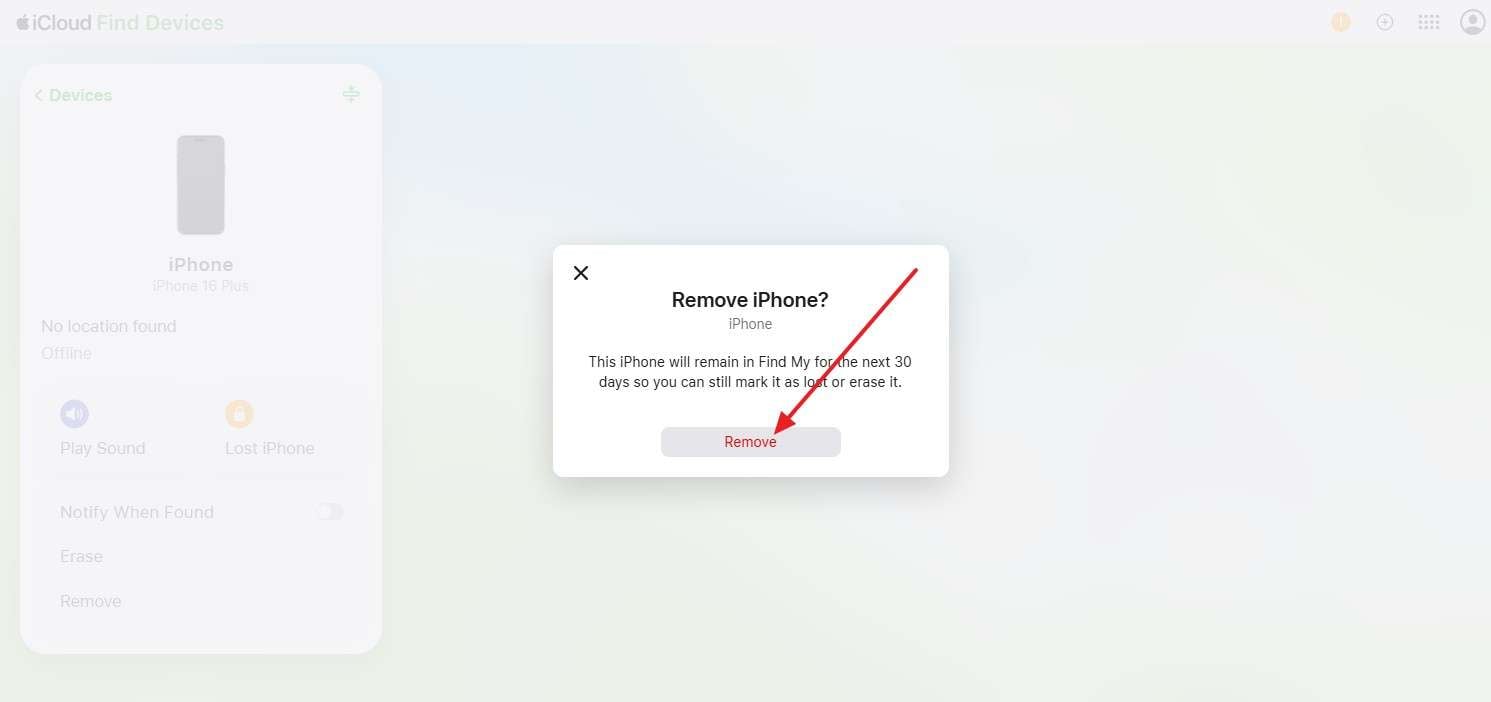 choose the remove option