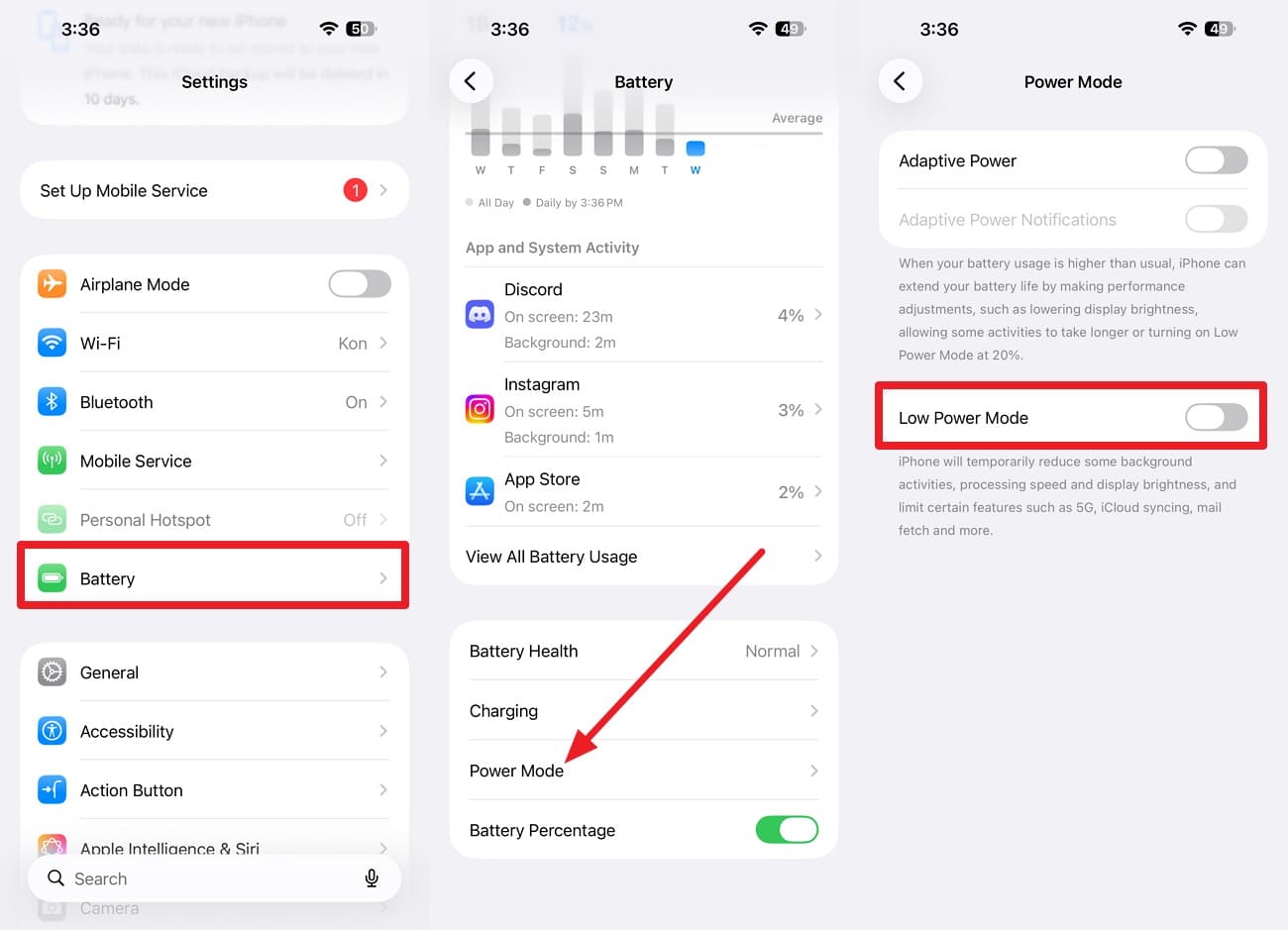 enable low power mode